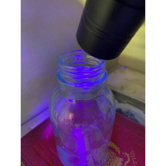 Vintage Lot of 3 Mellin's Food Jar Variety Glass Aqua Blue Clear 1 UV Reactive - Picture 8 of 16